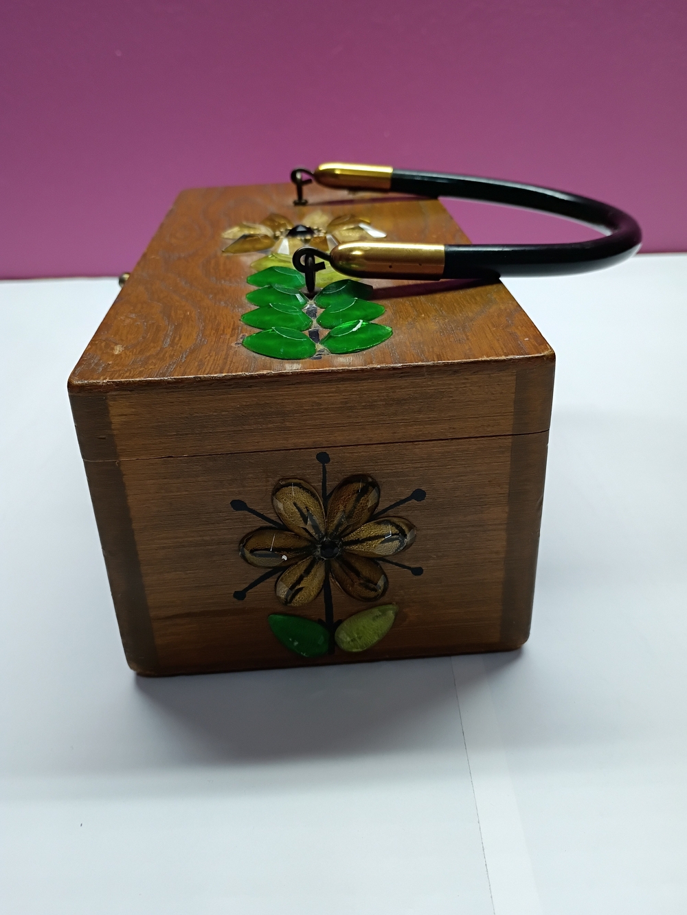 Mira Flores Brown Wooden Box with Floral Accent - Picture 5 of 15